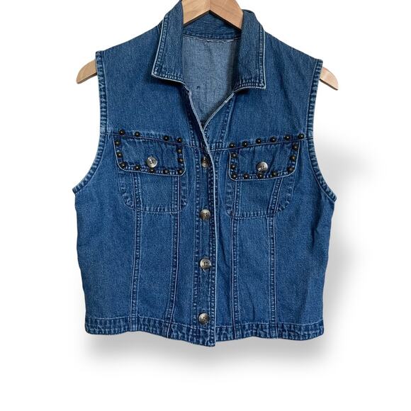 Harley Davidson Woman's Denim Vest Sz M - Picture 1 of 6
